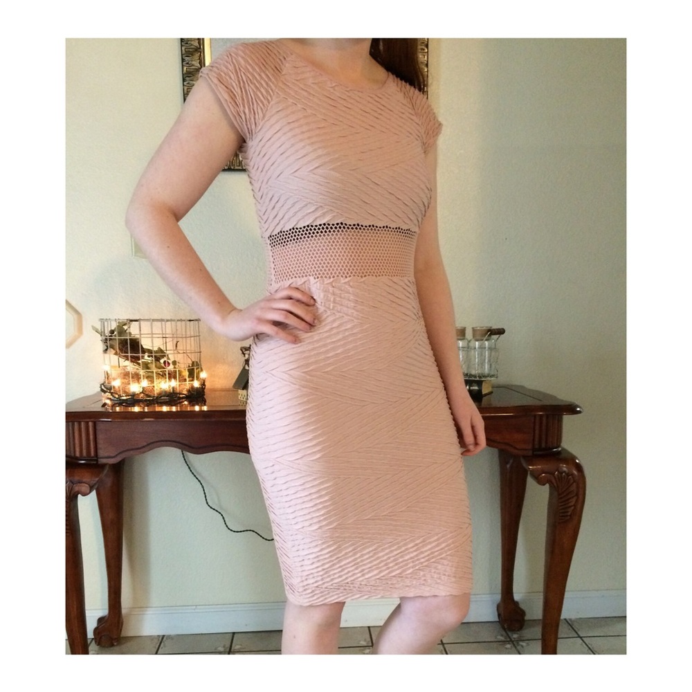 Bebe Form Fitting Pink Cutout Dress